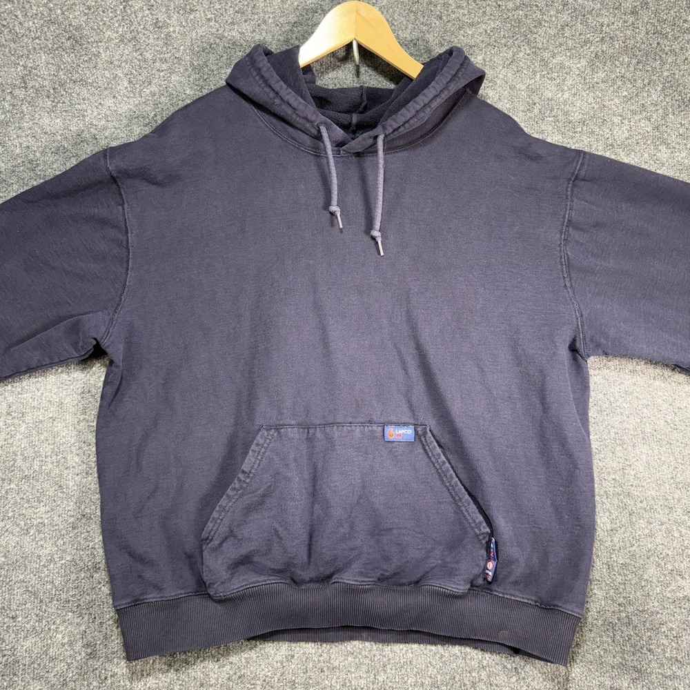 Lapco FR Hoodie Mens XL Blue Flame Resistant CAT 2 NFPA Workwear Casual Pullover